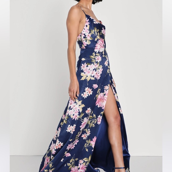Lulus Live of Romance Navy Floral Print Maxi Dress - Picture 2 of 7